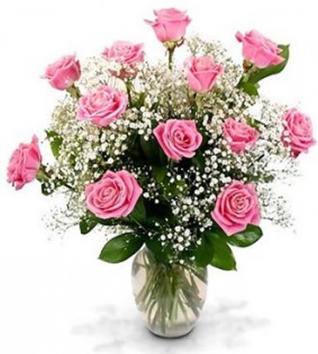 Pink Roses and Babys Breath just beautiful!