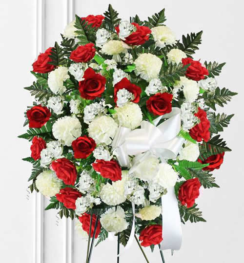 Red & White Sympathy Wreath